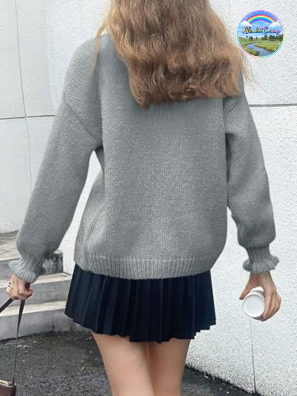 Oversized Ribbed Knit Ruffle Button Up Cardigan Loose Fit Long Sleeve - Picture 4 of 6